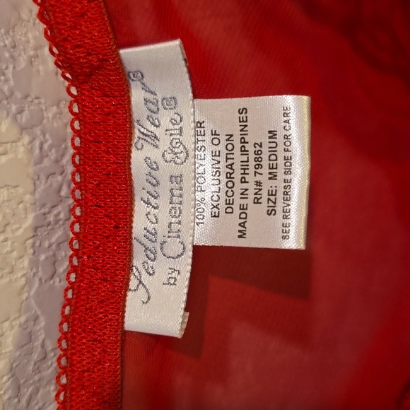 cinema exoile lingerie Vibrant Red Lace Chemise with Flowy Silhouette - Picture 3 of 3